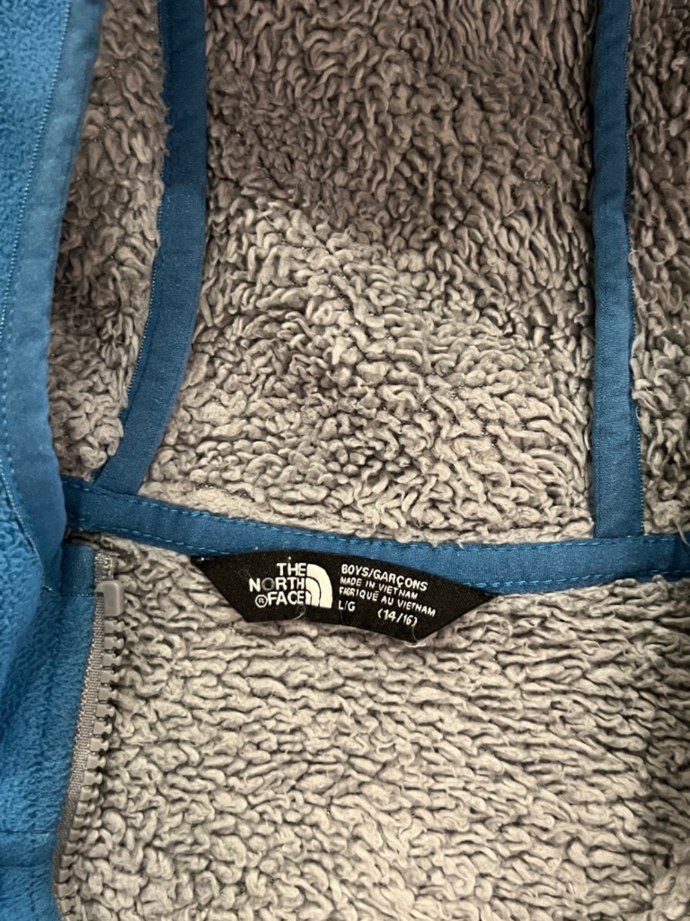 The North Face Blue and Gray Sherpa-Lined Hooded Fleece - Picture 2 of 7